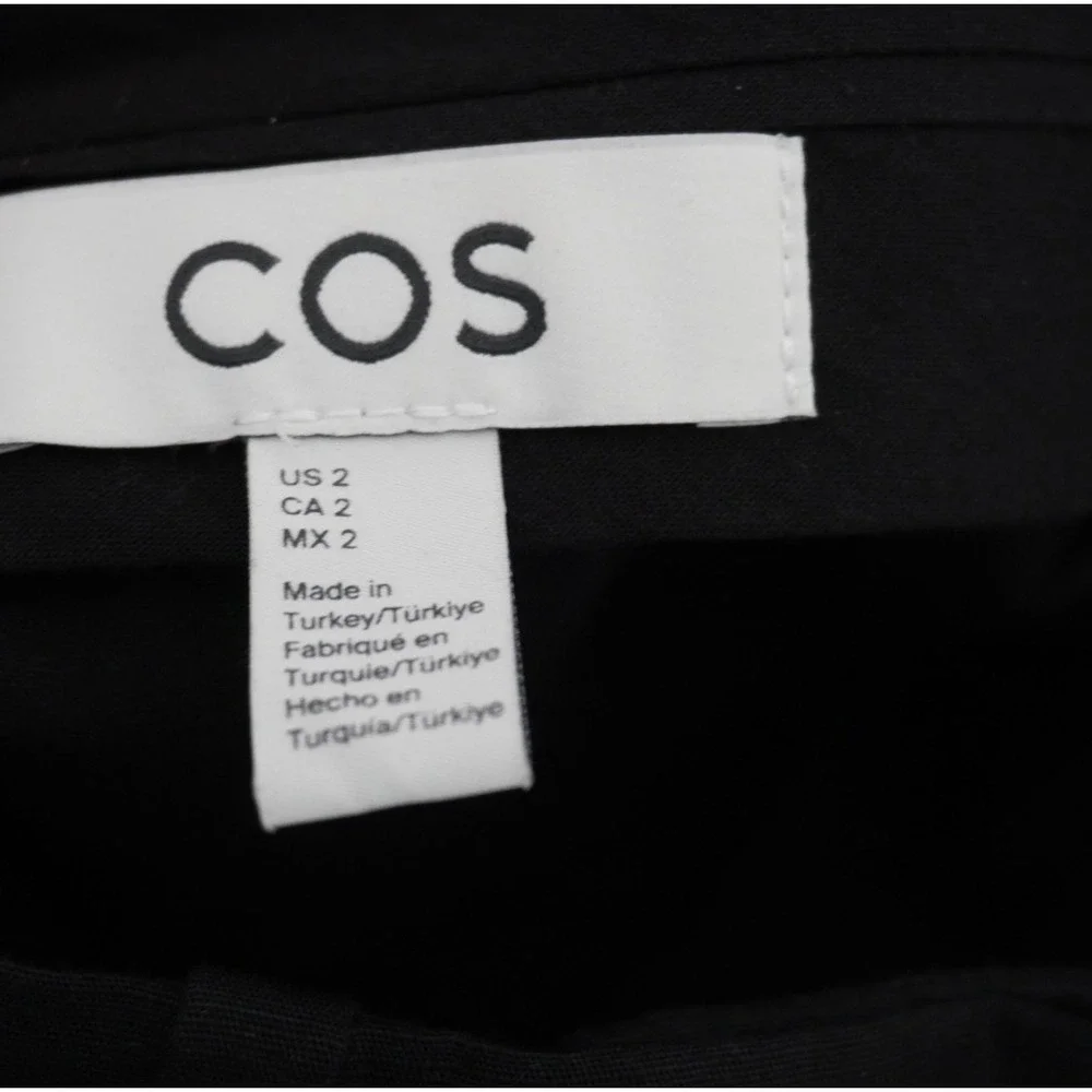 COS Black Wide‎ Leg Trousers Lyocell Linen Blend High Waisted Pants Size 2